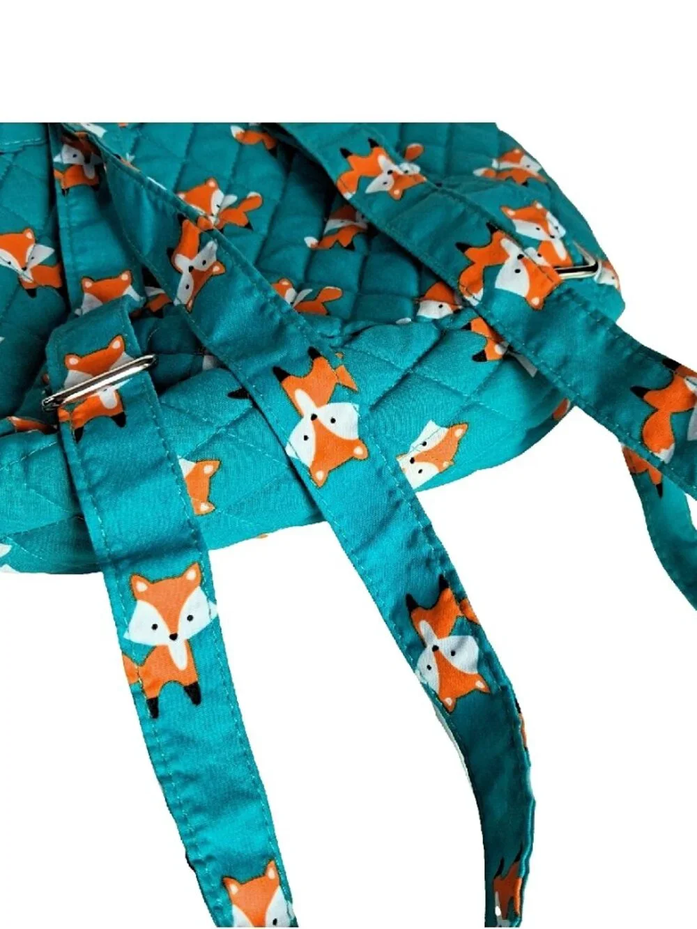 Fox Mini Lunch Bag Backpack Turquoise with Foxes - Fabric, Lightweight, Lined